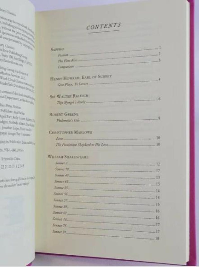 LOVE POEMS by Sappho Shakespeare Byron Dickinson Frost Shelley Faux Leather Classic edition New Classic Book