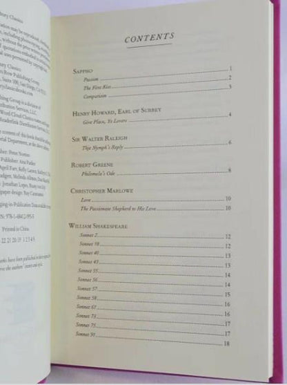 LOVE POEMS by Sappho Shakespeare Byron Dickinson Frost Shelley Faux Leather Classic edition New Classic Book